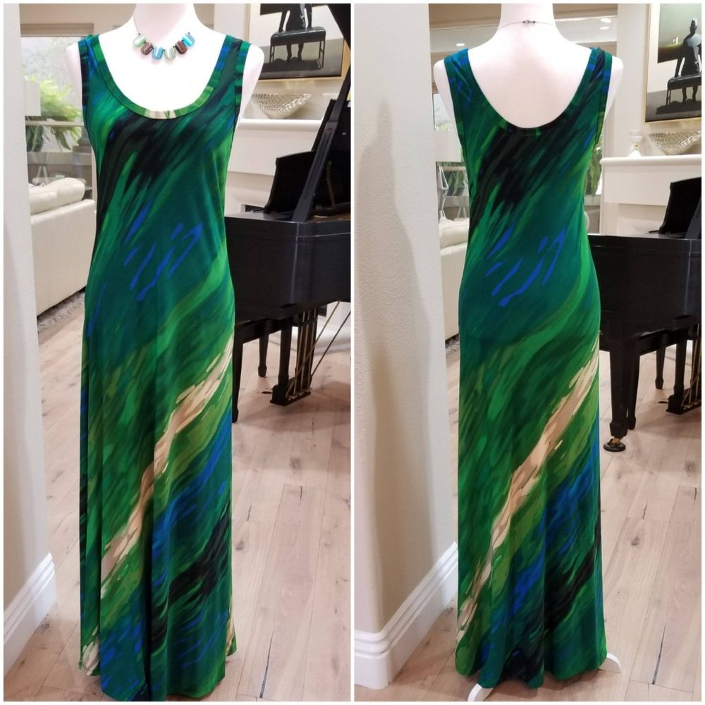 Sleeveless Maxi Dress (Emerald Green & Royal Blue)